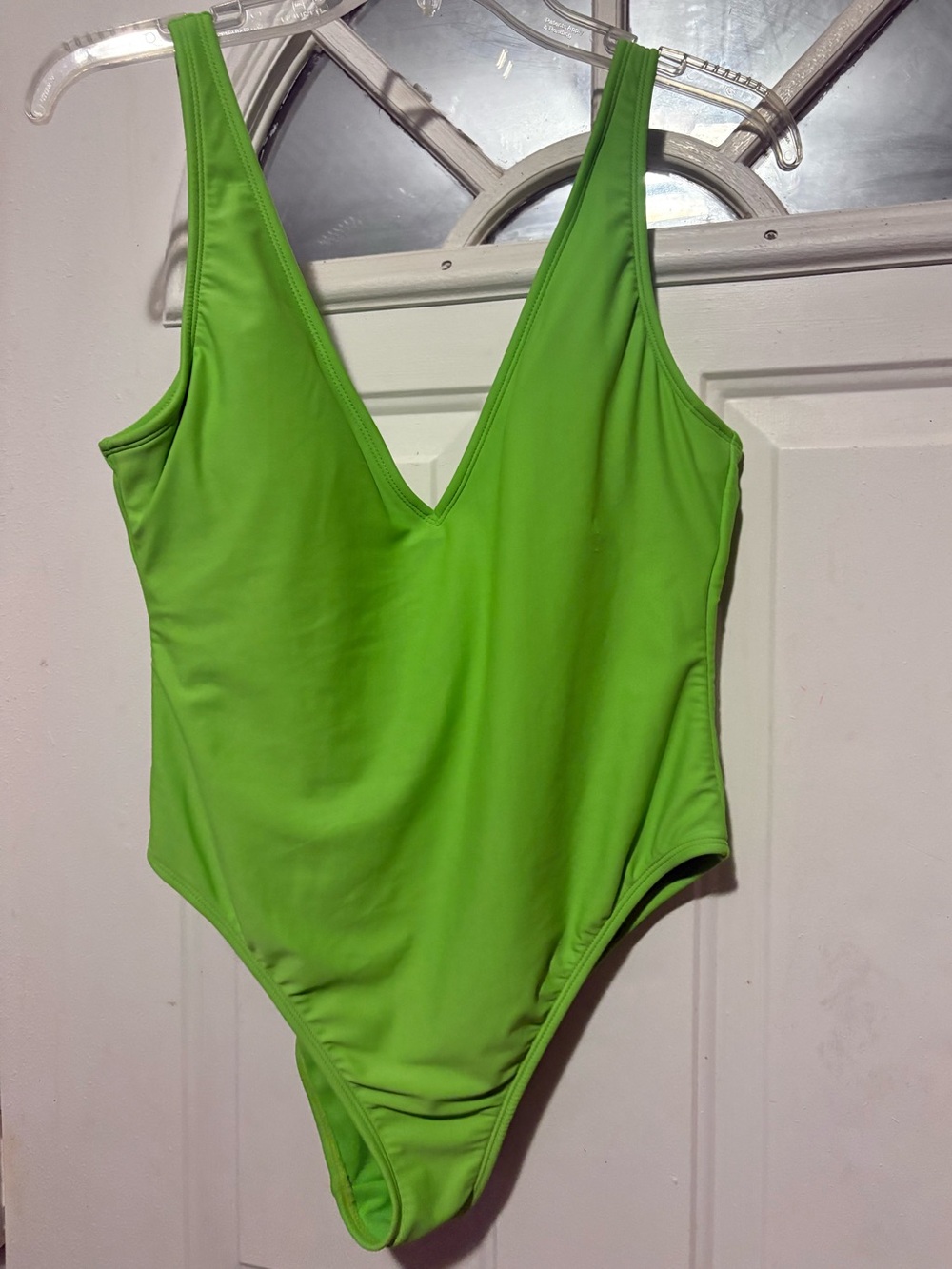 Green women’s One-Piece Swimsuit - Classic V-Neck